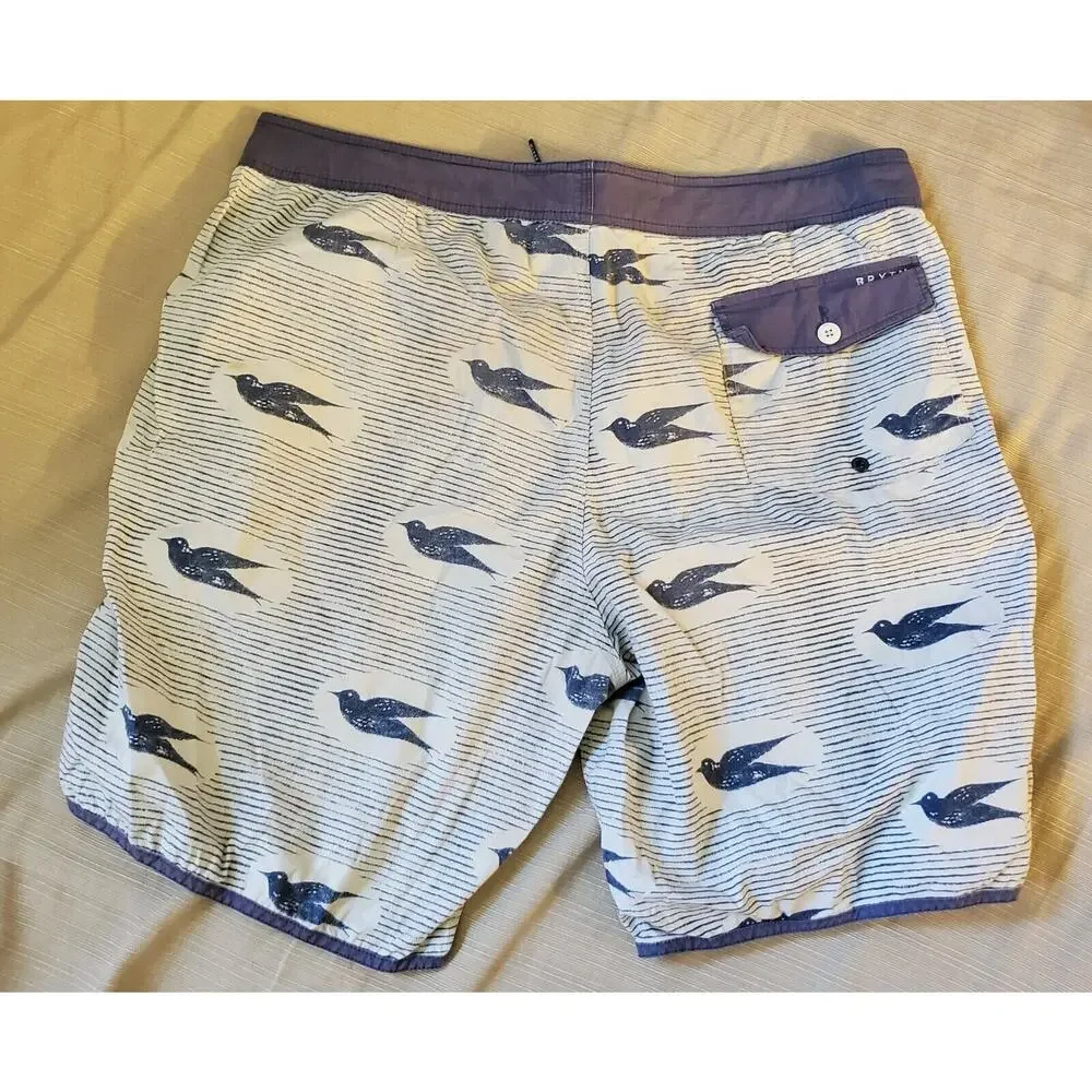 Brixton Board Shorts Men Sz 36 Bird Print Board Shorts Swim Trunks Beach